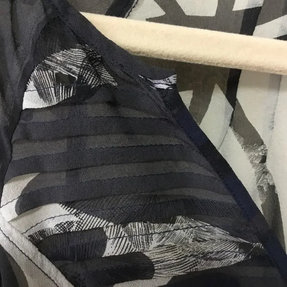 Banana Republic Black Flower Sheer Long Sleeve - Picture 4 of 7